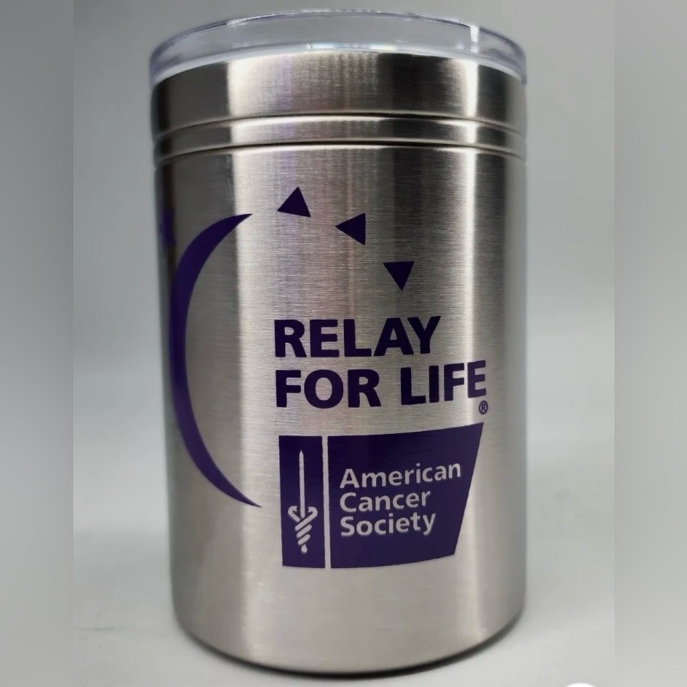 🆕 NEW IN BOX 💜 Relay For Life – Leeds Ranger Copper Vacuum Tumbler / Can Insul
